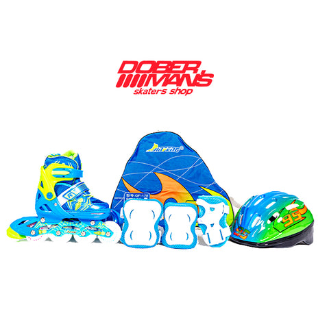 Patines Jingfeng GF Spyder Blue en linea combo - Doberman's Skaters Shop