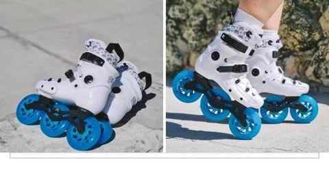 Patines FR Skates FRX White custom 110mm luminous purple - Doberman's Skaters Shop