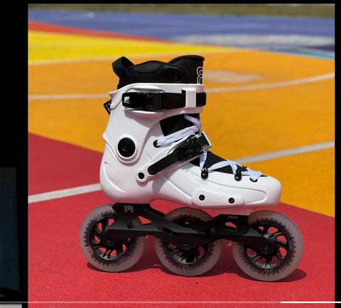 Patines FR Skates FRX White custom 110mm luminous purple - Doberman's Skaters Shop