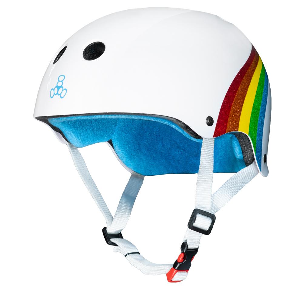 Casco Triple Eight 8 Certificado White Rainbow